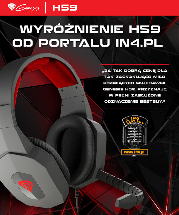 SŁUCHAWKI NATEC GENESIS H59 4-pin DLA GRACZY  wyróżnienie