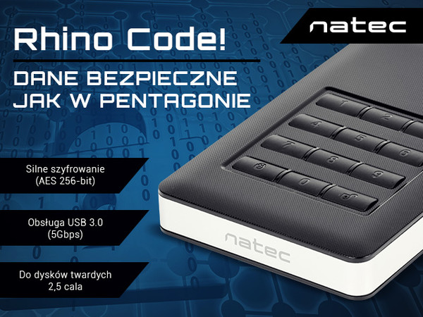 Kieszeń HDD/SSD Zewnętrzna Sata Natec Rhino Code 2.5" USB 3.0 Szyfrowana