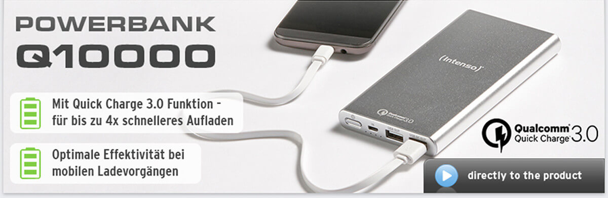 Power Bank Intenso Powerbank Q10000 Quick Charge Silver 10000mAh