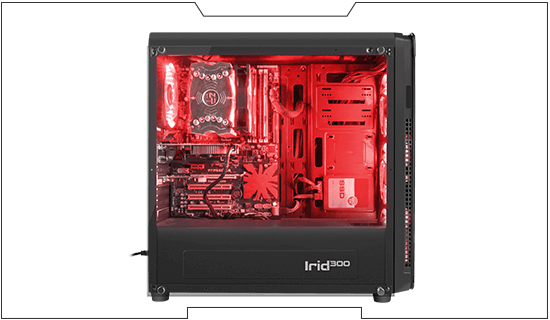 Obudowa Genesis Irid 300 Red Midi Tower Z Oknem, Reg. Obr., USB 3.0, Bez Zasilacza 3