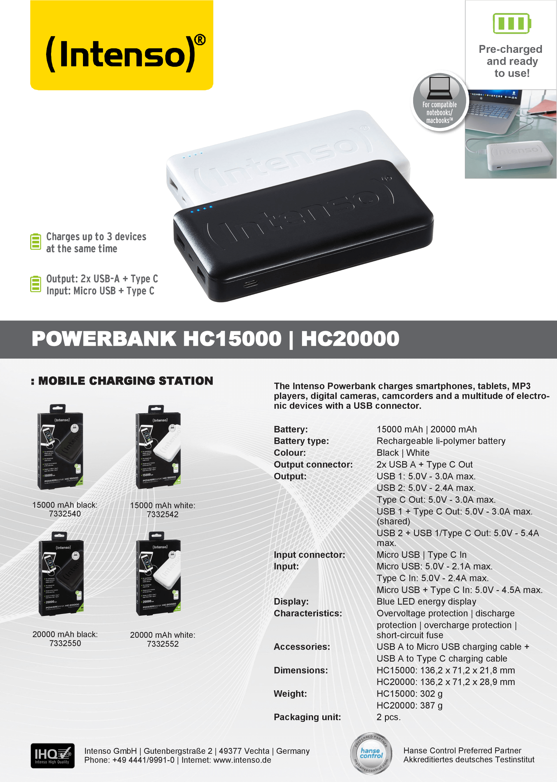 Power Bank Intenso HC20000 20000mAh Czarny