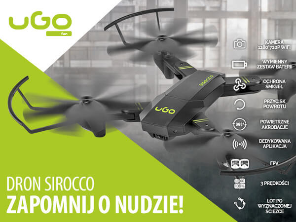 Dron Ugo Sirocco Wifi Kamera HD 2,4GHz Żyroskop FPV Hovering 360 Flip Hd 44cm UDR-1173 3