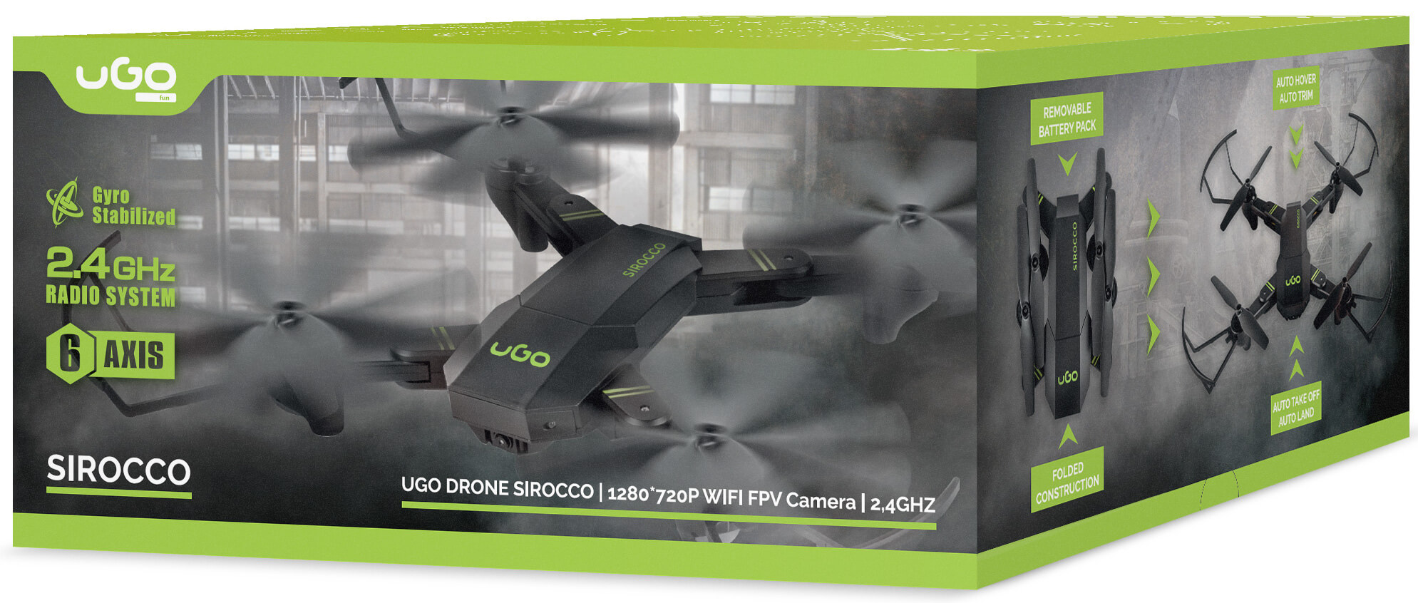 Dron Ugo Sirocco Wifi Kamera HD 2,4GHz Żyroskop FPV Hovering 360 Flip Hd 44cm UDR-1173 3