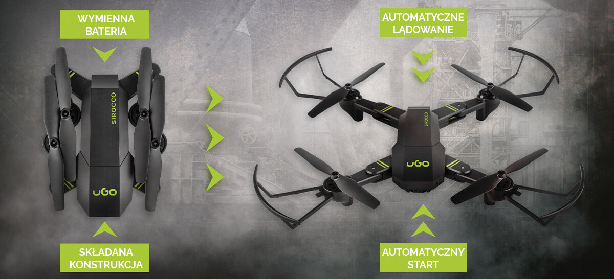 Dron Ugo Sirocco Wifi Kamera HD 2,4GHz Żyroskop FPV Hovering 360 Flip Hd 44cm UDR-1173 1