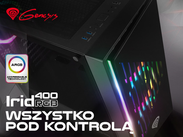 Obudowa Genesis Irid 400 RGB Midi Tower Z Oknem Bez Zasilacza Wentylatory Led RGB