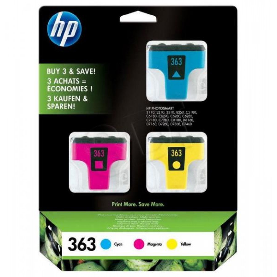 Pack HP363=CB333EE II Pack CMY C8771EE+C8772EE+C8773EE