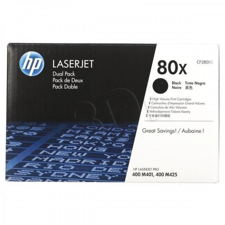 Toner HP80xx2=Cf280xd Ii Pack 2xbk 2xcf280x