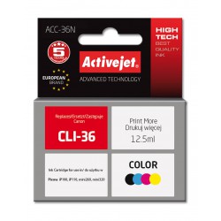 Activejet ACC-36N Tusz czterokolorowy Do Drukarki Canon Zamiennik CLI-36 12,5ml Chip