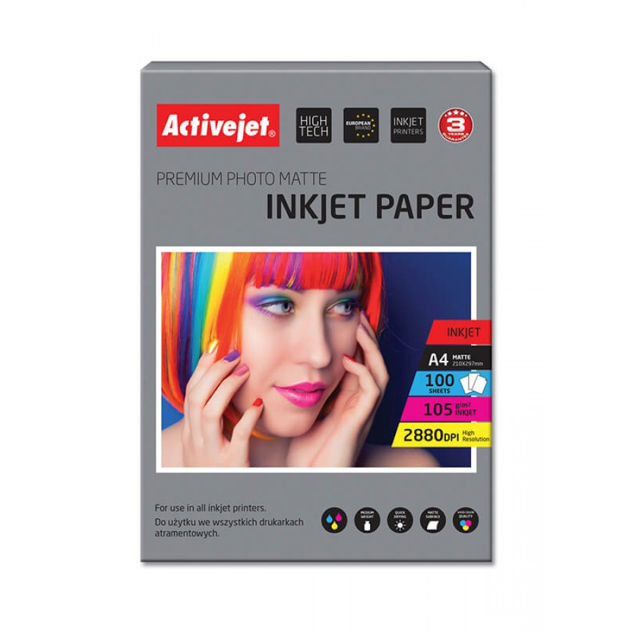 Ap4-105m100 Activejet Papier Foto Matowy A4 100szt 105g