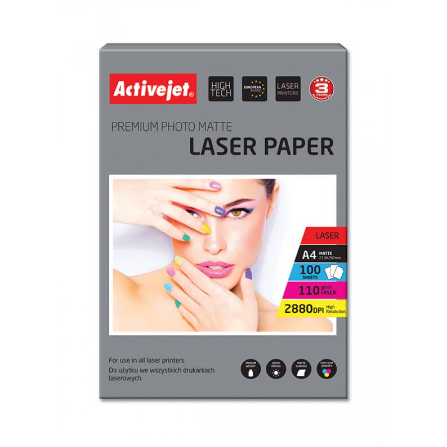 ActiveJet Papier Fotograficzny matowy AP4-110M100L do drukarek laserowych 100szt. 110g/m2