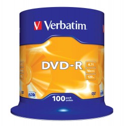 DVD-R Verbatim 4.7GB X16 Matt Silver 100 Cake