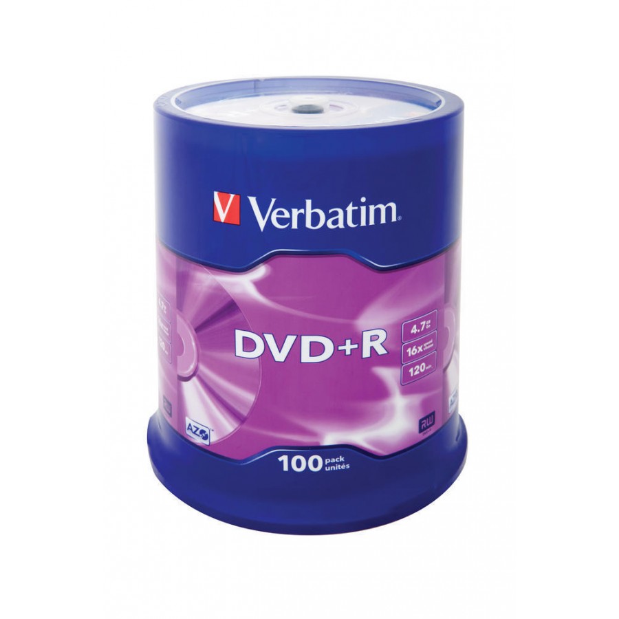 DVD+R Verbatim 4.7GB X16 Matt Silver 100 Cake