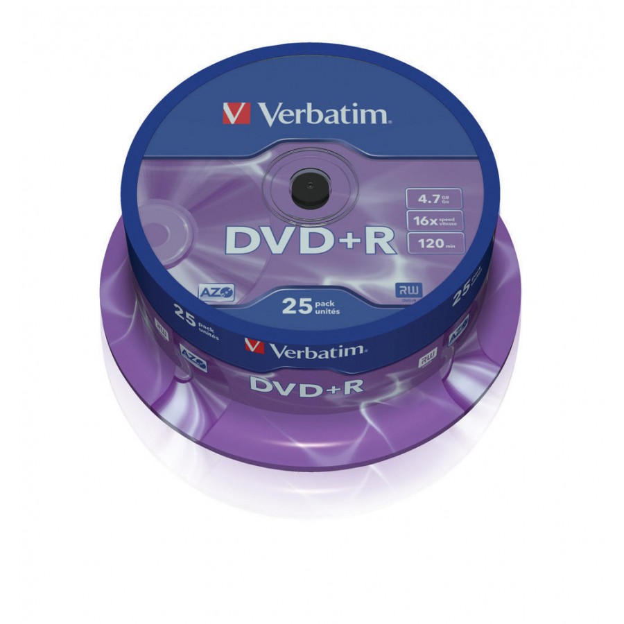 DVD+R Verbatim 4.7GB X16 Matt Silver 25 Cake