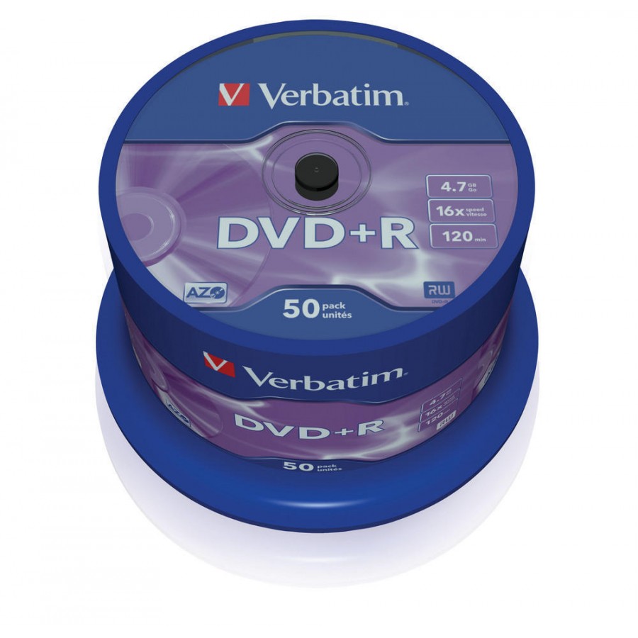 DVD+R Verbatim 4.7GB X16 Matt Silver 50 Cake