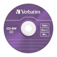 CD-RW Verbatim 700MB Colour X12 5 Slim