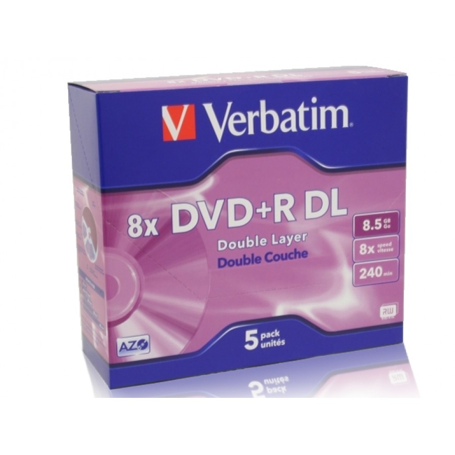 DVD+R Verbatim 8.5GB X8 Double Layer 5 Jewel Case