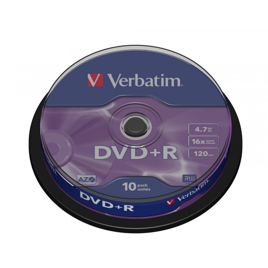 DVD+R Verbatim 4.7GB X16 Matt Silver 10 Cake