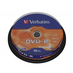 DVD-R Verbatim 4.7GB X16 Matt Silver 10 Cake