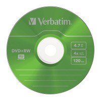 DVD+RW Verbatim Color 4.7GB X4 5-Pak Slim