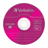 DVD+RW Verbatim Color 4.7GB X4 5-Pak Slim