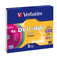 DVD+RW Verbatim Color 4.7GB X4 5-Pak Slim