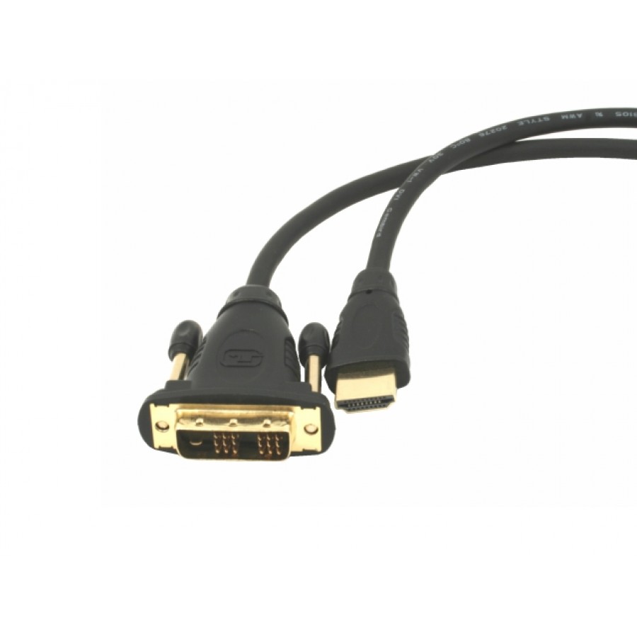 Kabel HDMI(M)->DVI-D(M)(18+1) 1.8m Single Link Pozłacane Styki Gembird