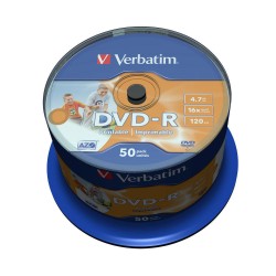 DVD-R Verbatim 4.7GB X16 Printable 50 Cake No Id Brand