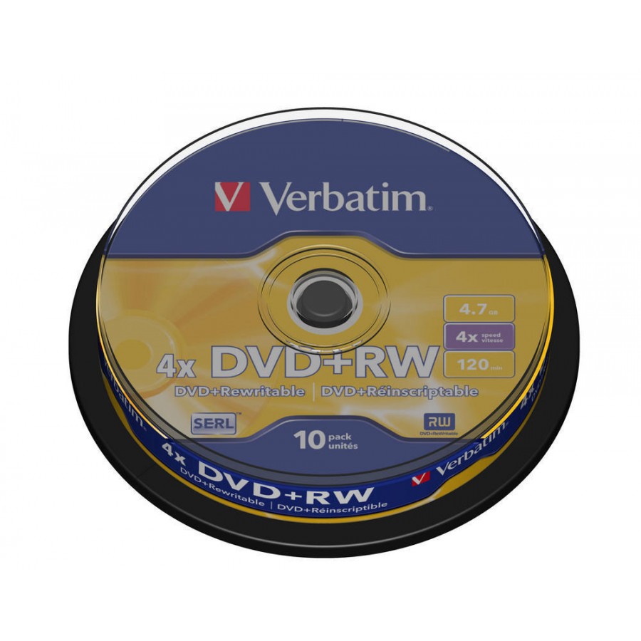 DVD+RW Verbatim 4.7GB X4 Matt Silver 10 Cake