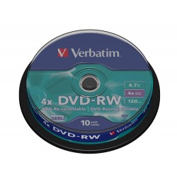 DVD-RW Verbatim 4.7GB X4 Matt Silver 10 Cake