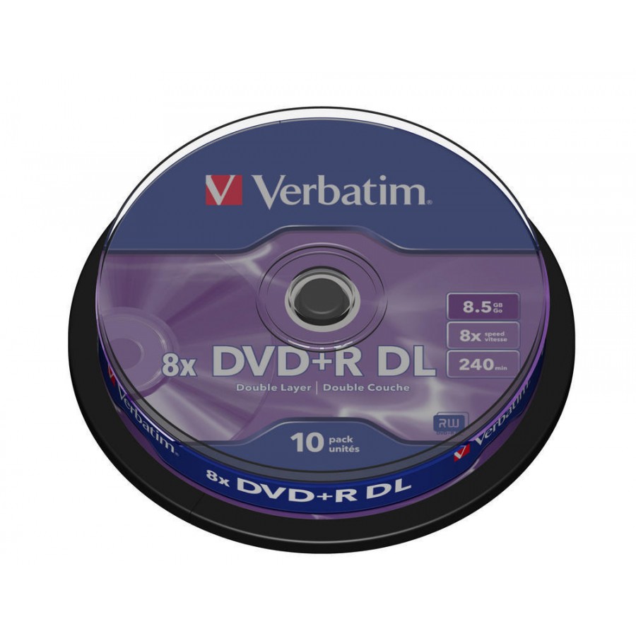 DVD+R DL Verbatim 8.5gb Double Layer X8 Matt Silver 10 Cake