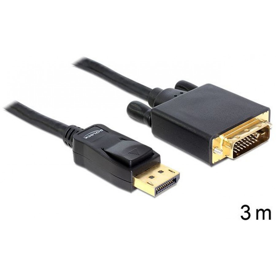 Kabel Displayport(M) V1.2->DVI-D(M)(24+1) 3m Czarny Dual Link Delock