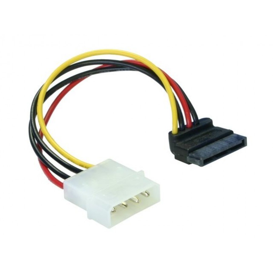 Kabel SATA Zasilający Molex(M)->SATA(F) Kątowy 15cm Delock