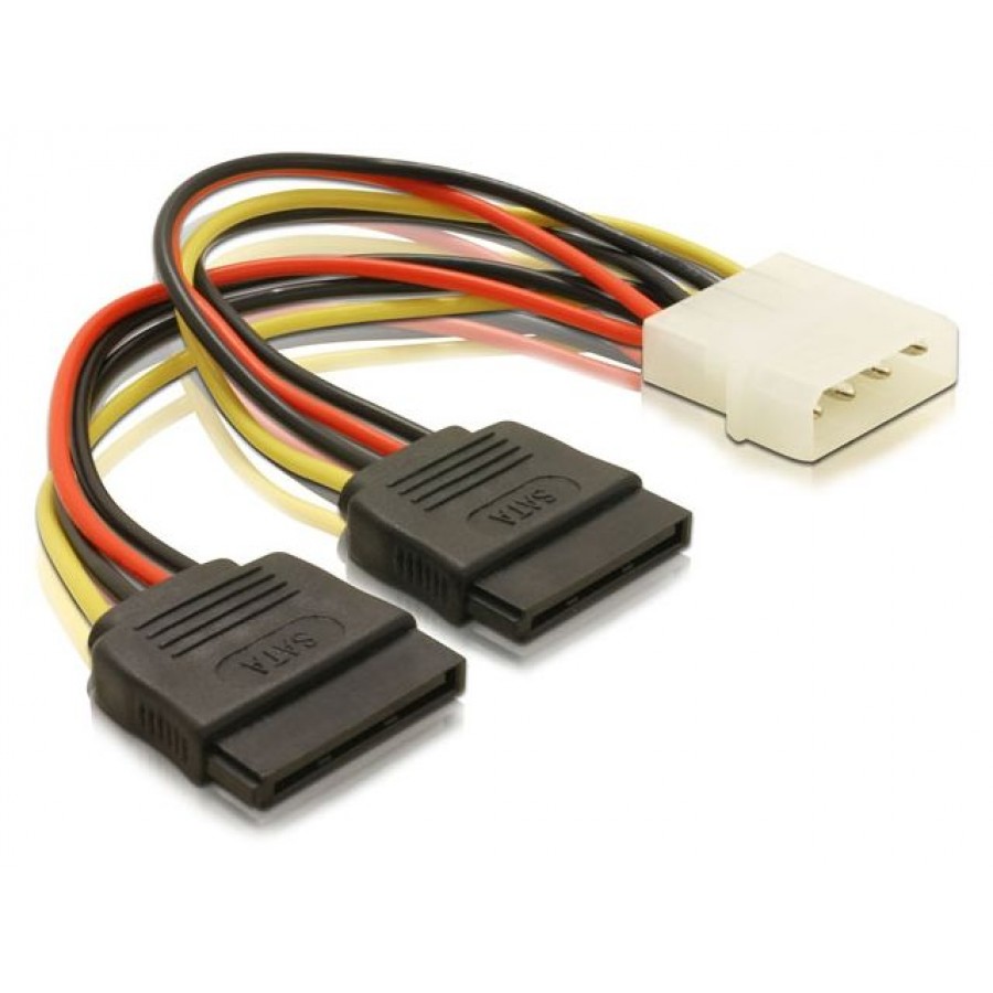 Kabel SATA Zasilający Molex(M)->SATA(F) X2 10cm Delock