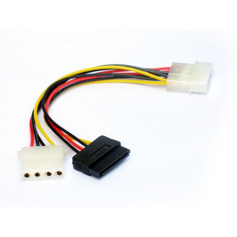 Kabel SATA Zasilający Molex(M)->SATA(F)+Molex(Fl) 13cm Gembird