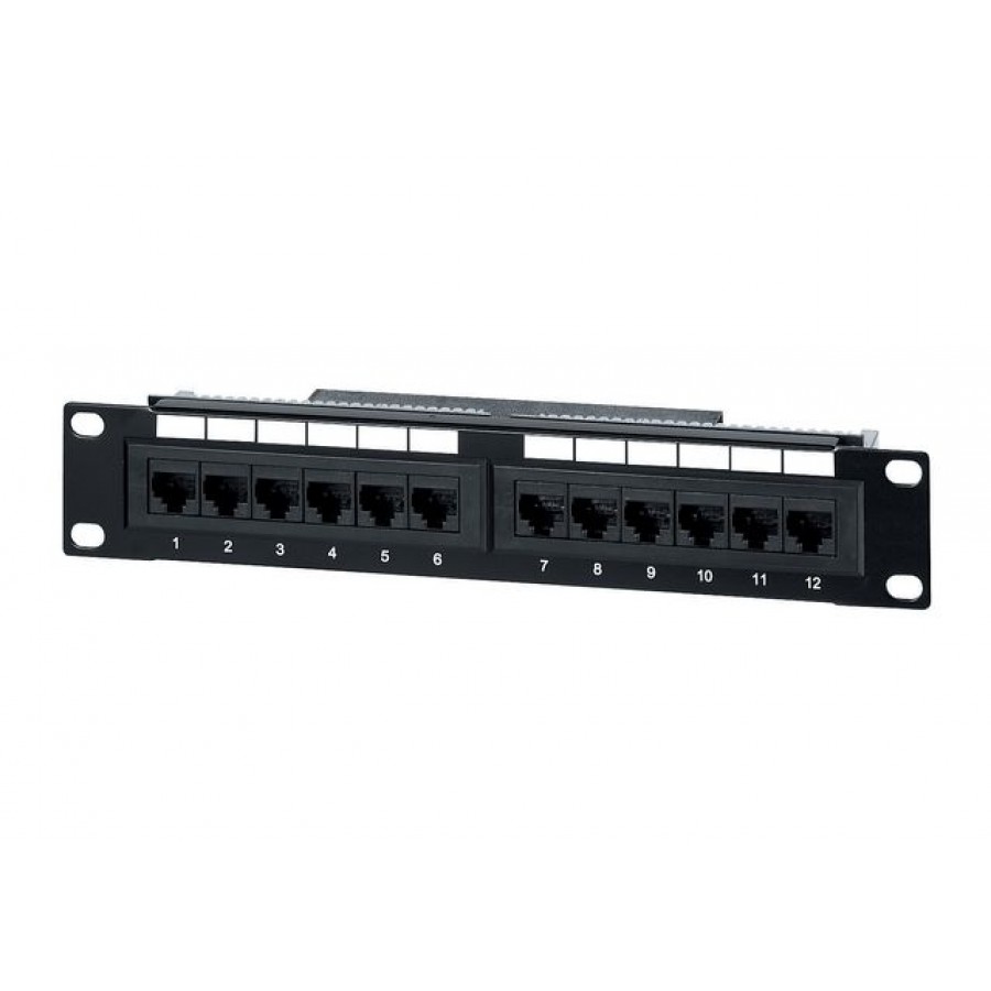 Patch Panel 10" 12 Port 1u Kat.5e Czarny Equip