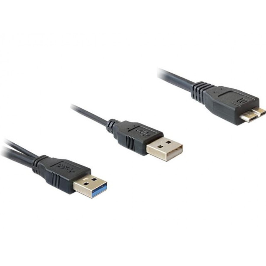 Kabel USB Am X2->Bm Micro 3.0 20cm Delock