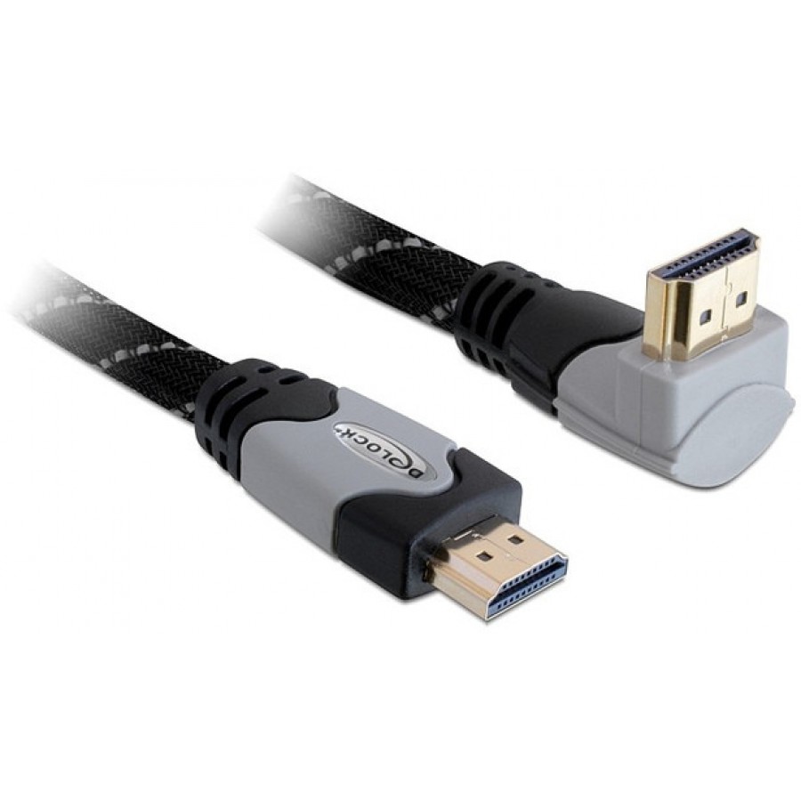 Kabel HDMI-HDMI Premium Kątowy Góra Gray Sznur 2m Delock