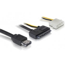 Kabel Power Over ESATA->SATA 22pin 2.5" & 3.5" 1m Z Zasilaniem Molex Delock