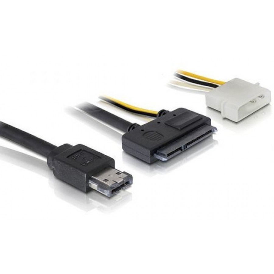 Kabel Power Over ESATA->SATA 22pin 2.5" & 3.5" 1m Z Zasilaniem Molex Delock