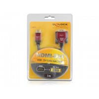 Kabel HDMI(M)-DVI-D(M)(18+1) 3m Single Link Pozłacane Styki Delock