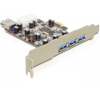 Karta PCI Express->USB 3.0 3-Port +1 Port Wewnętrzny Via Delock