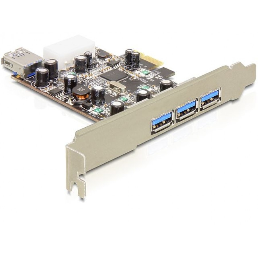 Karta PCI Express->USB 3.0 3-Port +1 Port Wewnętrzny Via Delock