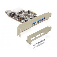 Karta PCI Express->USB 3.0 3-Port +1 Port Wewnętrzny Via Delock