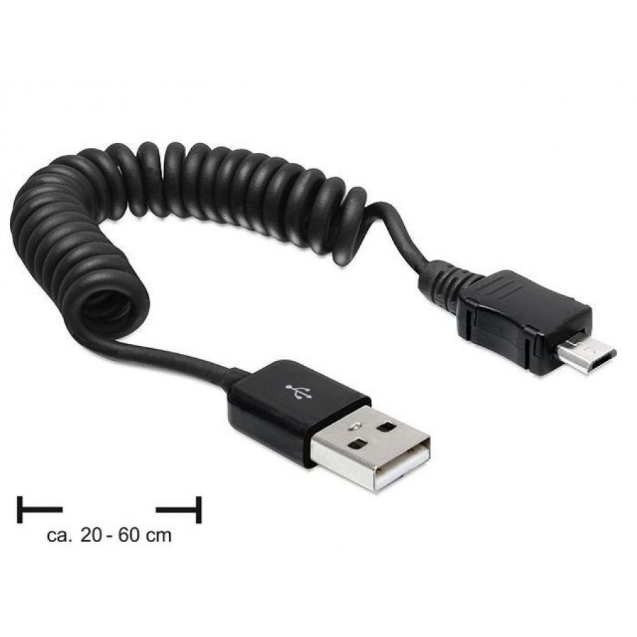 Kabel USB Am-Micro 2.0 Spirala 20-60cm Delock