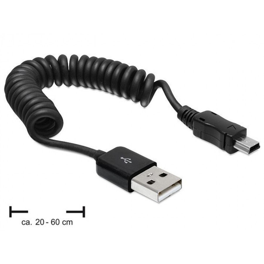 Kabel USB Am-Mini 2.0 Spirala 20-60cm Delock