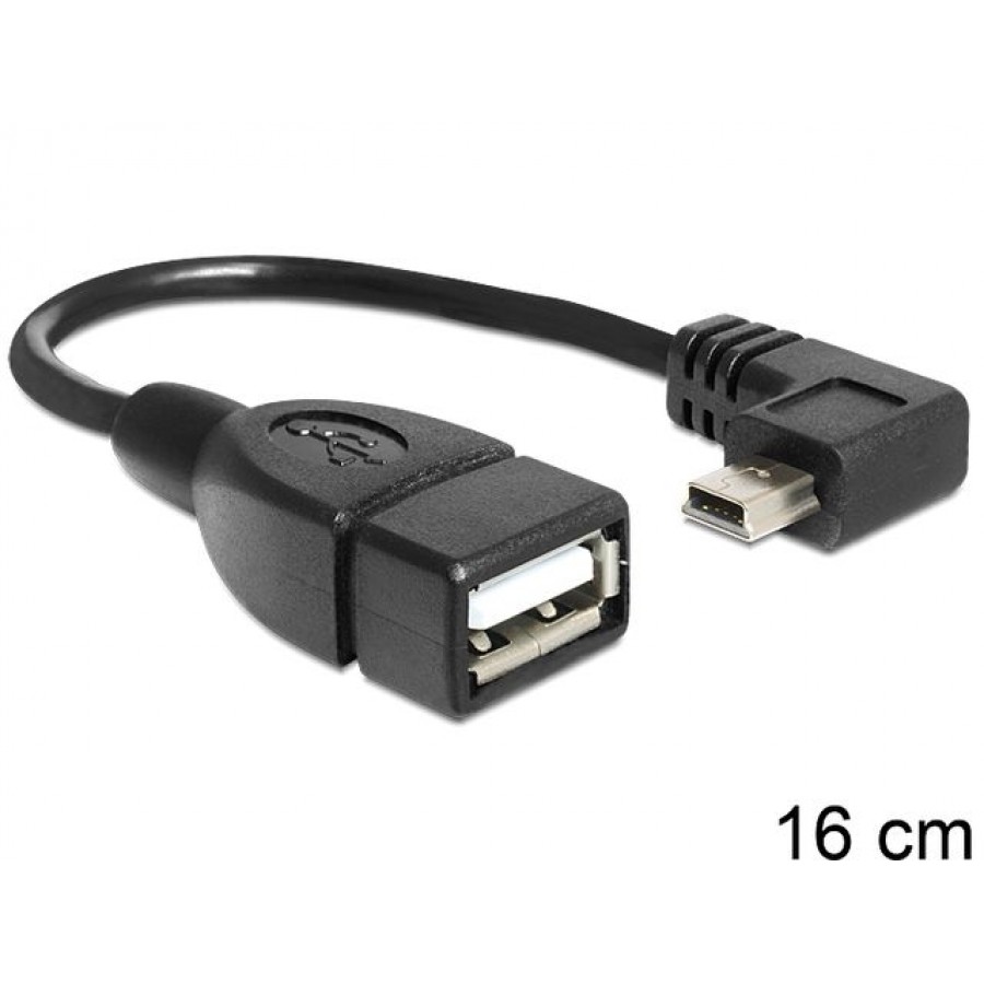 Kabel USB Mini Kątowy 90->USB Am(F) OTG 16cm Delock