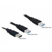 Kabel USB 3.0 Am + Power USB 2.0 Am->USB 3.0 Am 60cm Delock