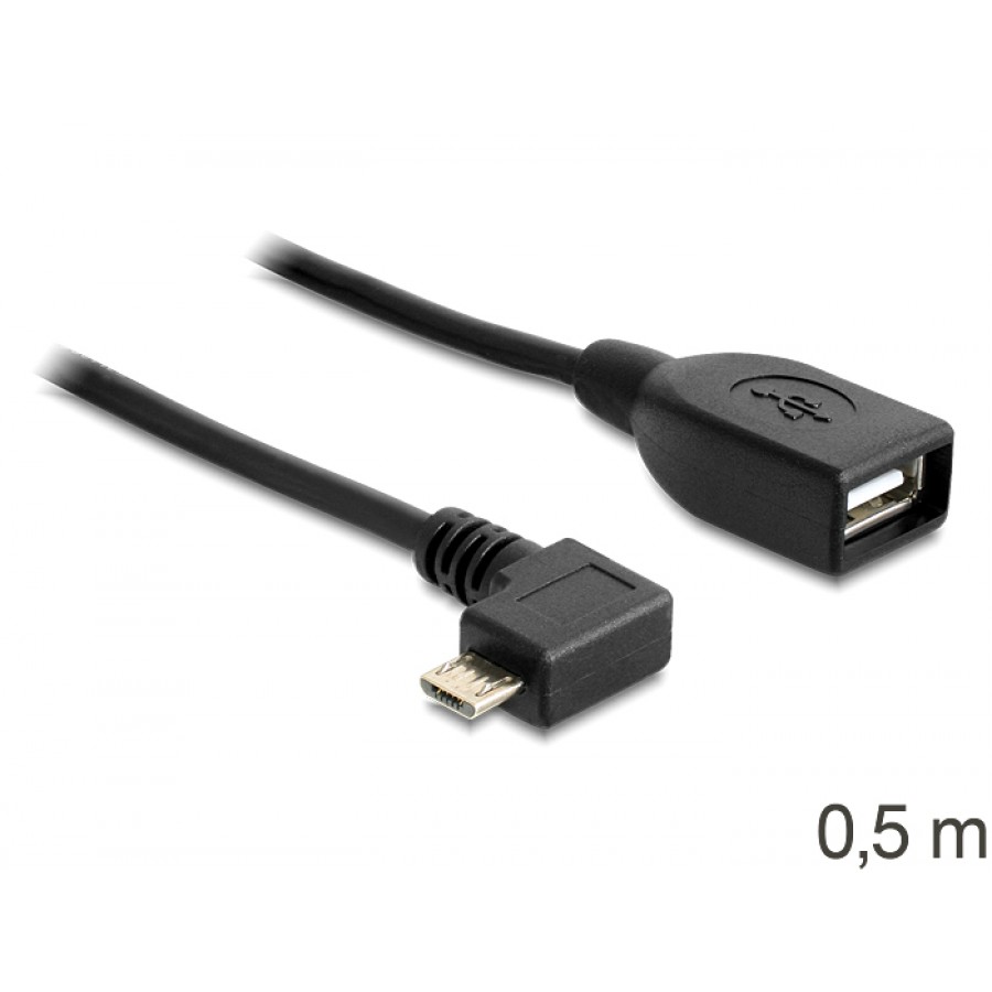 Kabel USB Micro Bm Kątowy 90°->USB Af OTG 50cm USB 2.0 Delock