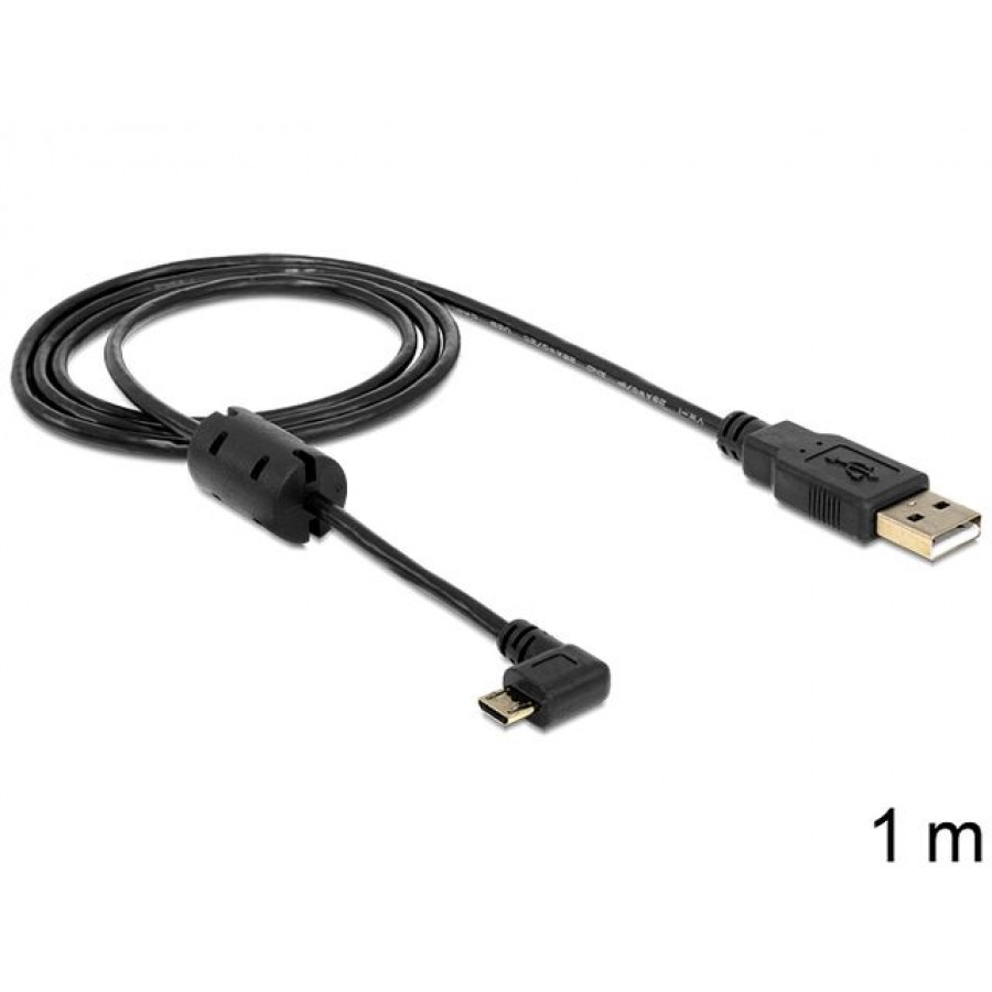 Kabel USB Micro Bm Kątowy 270"-USB Am Z Dławikiem Ferrytowym 1m USB 2.0 Delock