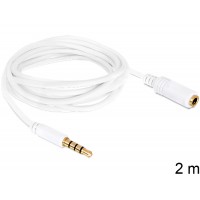 Przedłużacz Kabla Audio Jack M/F 4 Pin Do Apple 2m Ipad, Ipod, Iphone 3/3g Biały Delock